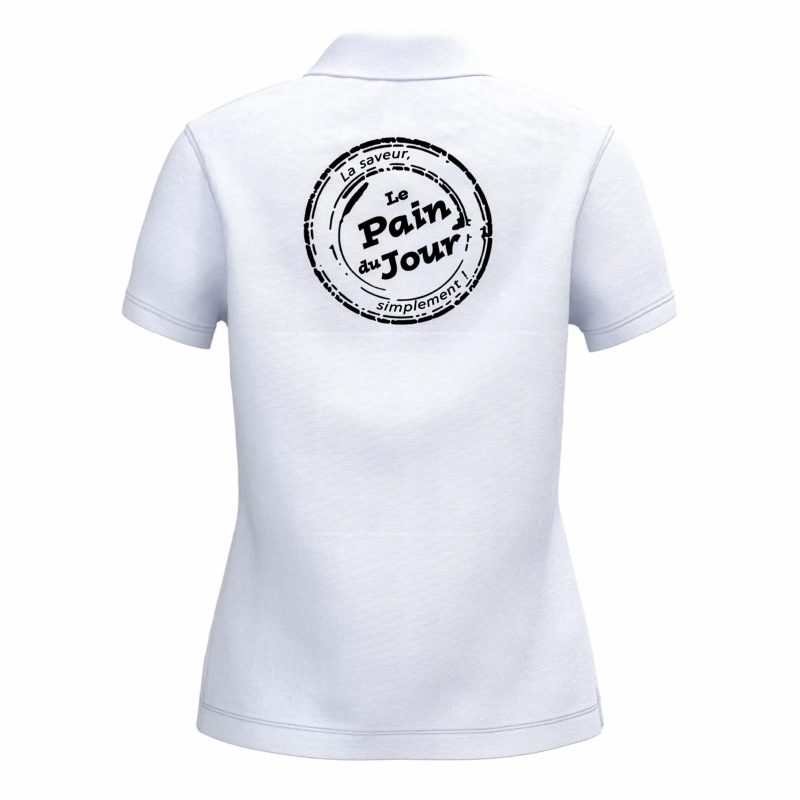 Polo Piqué Femme blanc Vendeuse